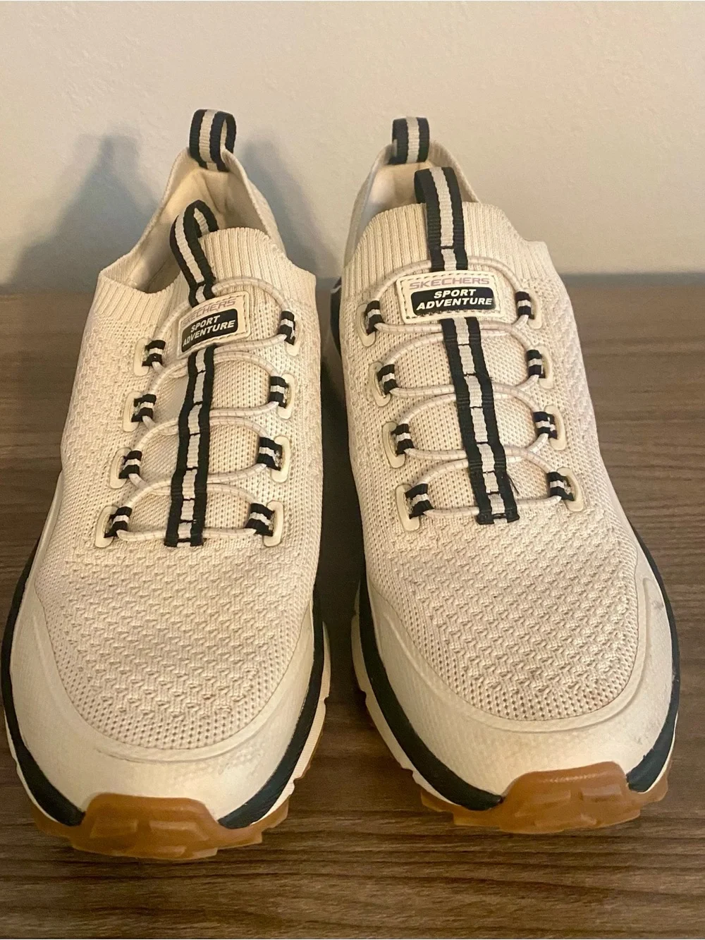 Skechers Sport Adventure Women’s Slip-On Sneakers in Cream with Black Accents